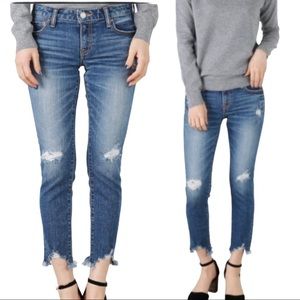 MOUSSY Vintage Distressed Fringe Hem Ankle Skinny